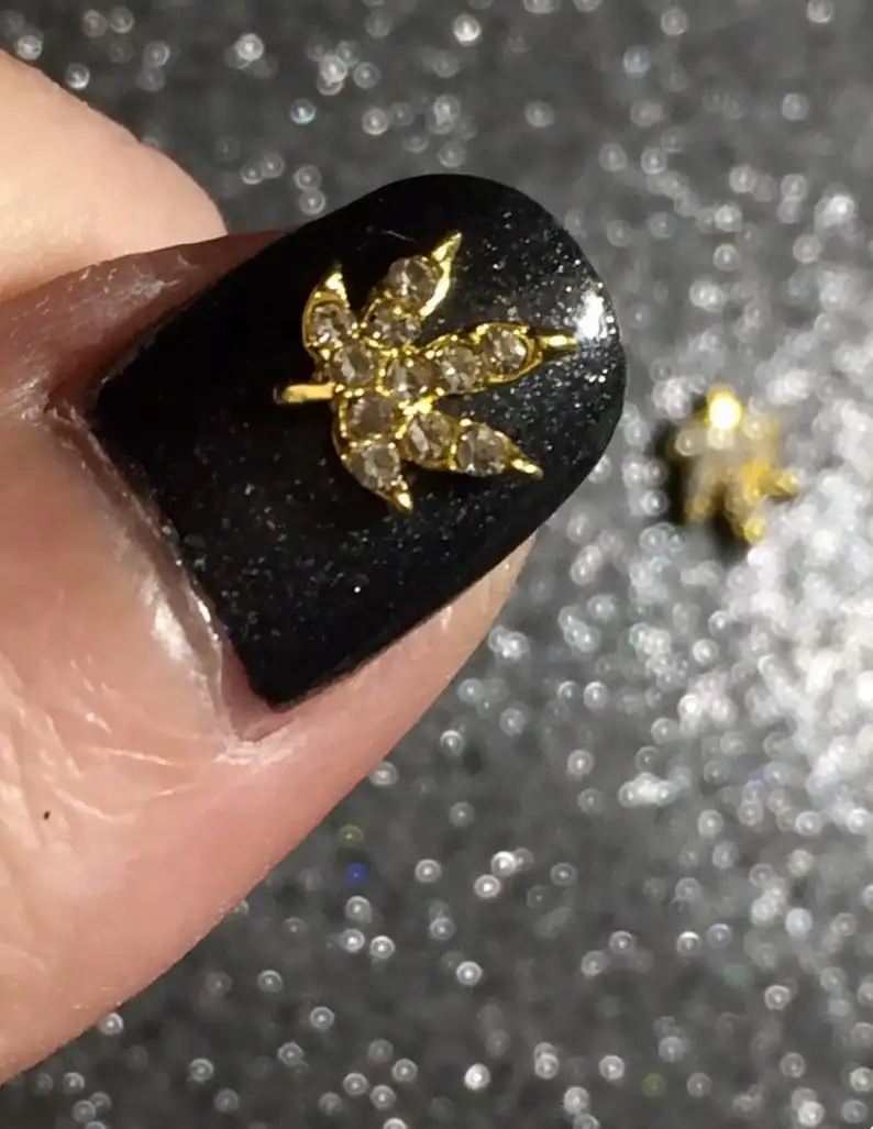 Set of 100pcs crystal marijuana leaf nail charms- NAIL ART Rhinestone Weed Leaf Nail Charms | Bong Beauties Nail Gems,3893,3894