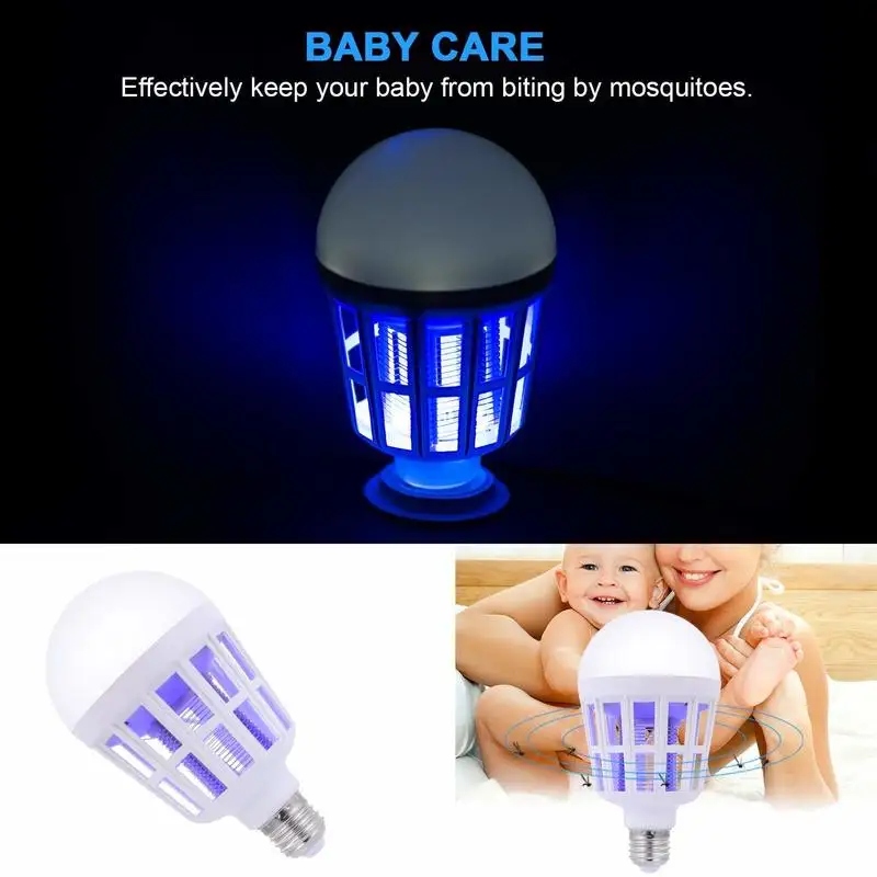 New 2 In 1 15W Luminaire Mosquito Killer Lamp LED Household Electric Shock Mosquito Dispeller   Insect Killer Bulb 4