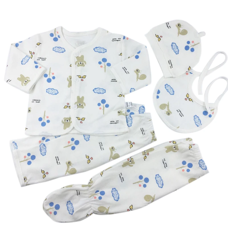 baby outfit matching set Bekamille Newborn Baby Clothing Suit (5pcs/set) Baby's Sets Boys/Girls Bibs Hat Pants Tops Cotton 0-3months Baby Clothing Set classic Baby Clothing Set