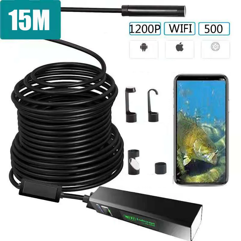 15m Fish Finder Camera Wifi Endoscope for Android Phone Iphone 5MP Underwater Usb Visual Ice Fishing Cameras Wireless Borescope |