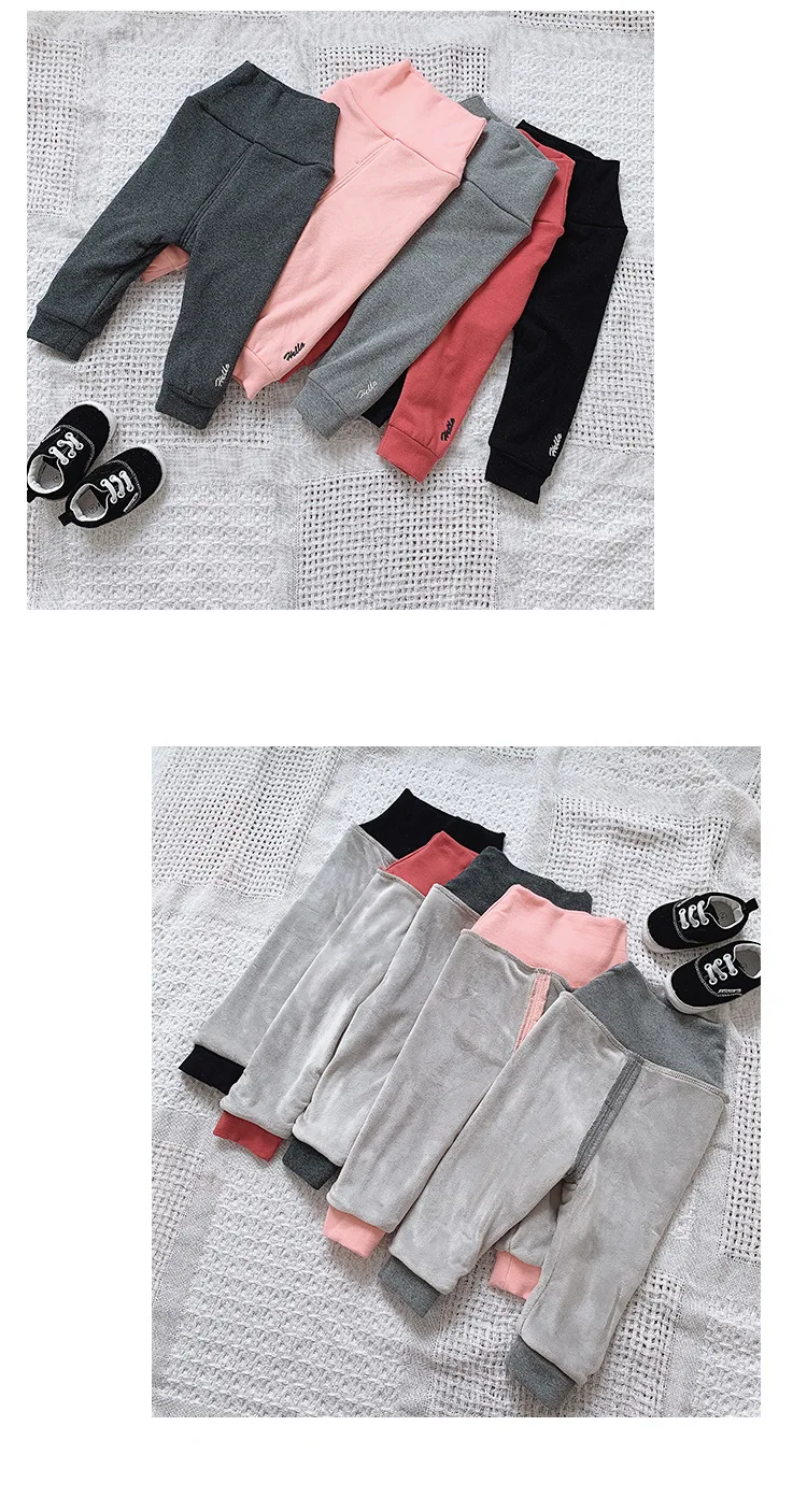 New Winter High waist Big PP Baby Full Length Pants with fur Cotton Toddler Leggings Pants Newborn Casual Trousers Loose Pants