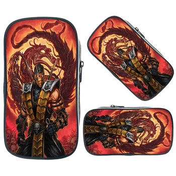 

Scorpion In Mortal Kombat X Mask Makeup Bags Pencil Box for Kids School Supplies Stationery Storge Bags Women Men Cosmetic Case