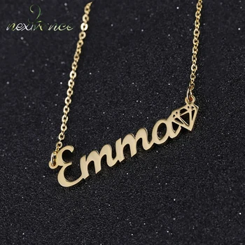 

Nextvance Fashion Girls Necklace Personalized Gold Custom Name Pendant Stainless Steel Diamand Handmade Nameplate Birthday Gift