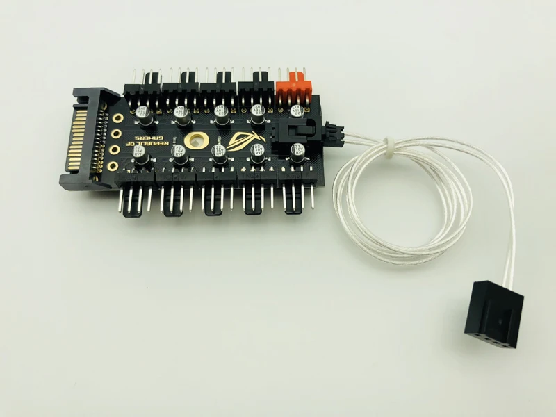 Newest 1 to 10 PC Cooling Fan Hub Splitter LED Cable PWM SATA 12V Power Supply Speed Controller Adapter For Bitcoin Miner Mining