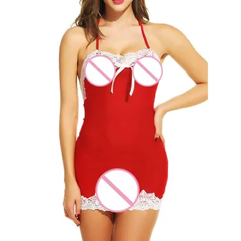 

New Fashion Women Sexy Lingerie Lace Micro G-string Thong Babydoll Sleepwear Sexy Women in Pajamas Black Temptation #DM