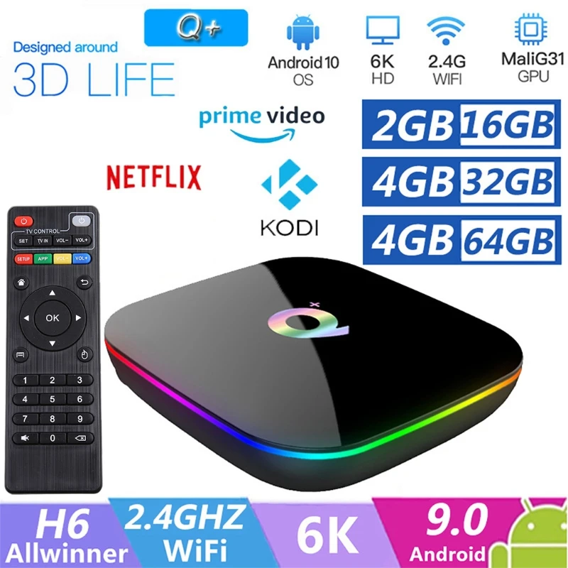 ТВ-приставка CPDD Q Plus Smart TV Box и roid 9.0 4 Гб RA M 32 ROM 2 4G WiFi Set Top | Электроника