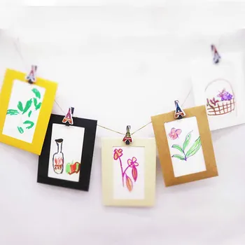 

New 12.5x12.5cm/14x10.5cm 10Pcs window Paper and clip Wall Photo Frame DIY Hanging Picture Album Party Home Decorations 2M Rope
