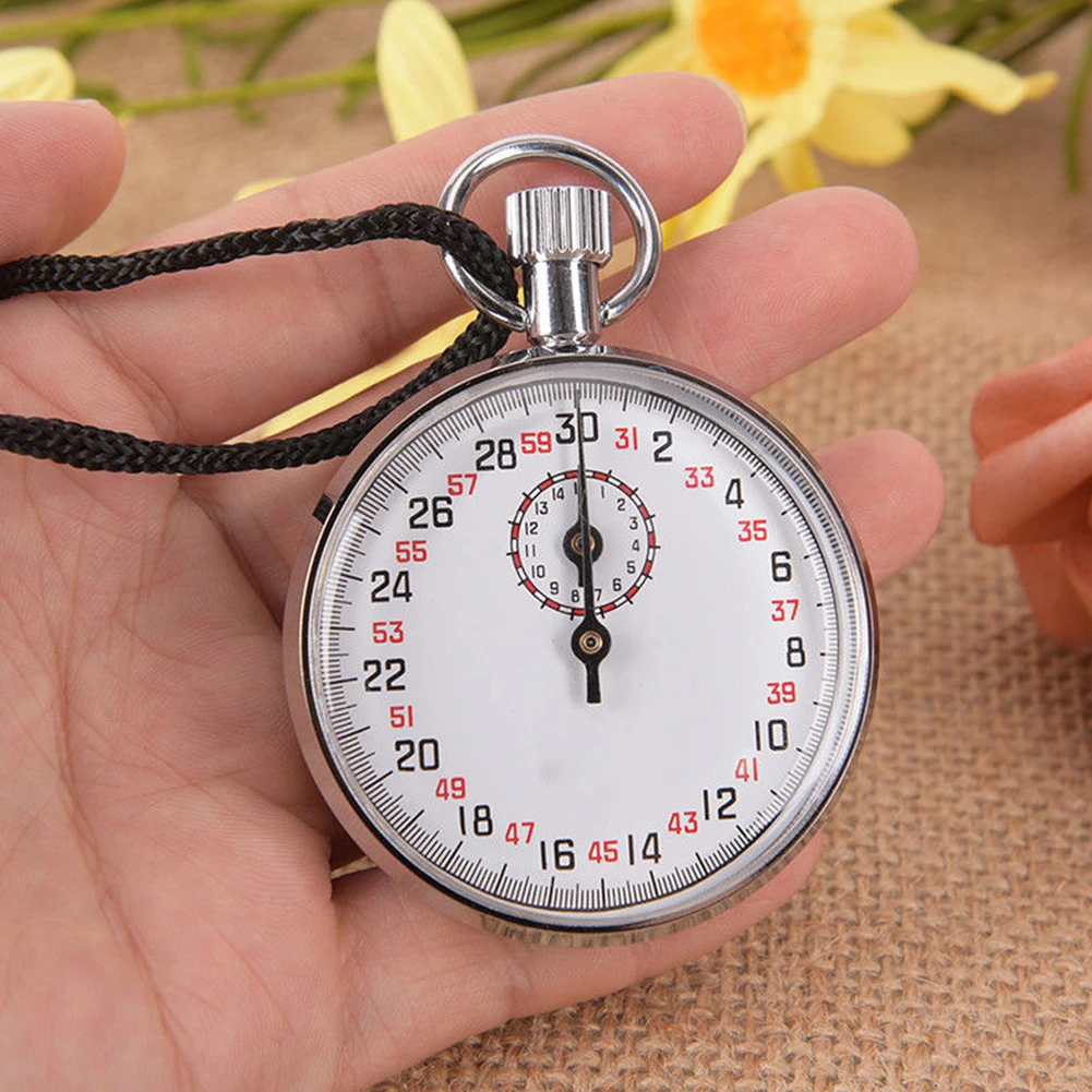 SXJ504 Handheld Round Athletics Accessory Durable Sports Chronograph Mechanical Stopwatch Metal Running Timer Outdoor With Case