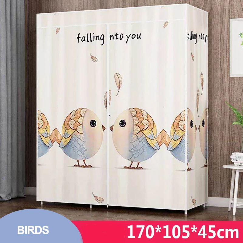 Bedroom Multipurpose Non-woven Cloth Wardrobe Folding Portable Fabic Clothing Storage Cabinet Dustproof Home Furniture Cartoon