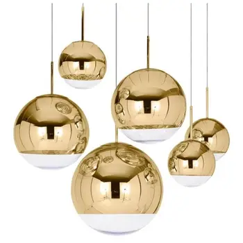 

Modern Mirror Glass Ball Pendant Light Copper Silver Gold Globe Loft Hanglamp Modern Lamp Kitchen Light Fixture Home Decor