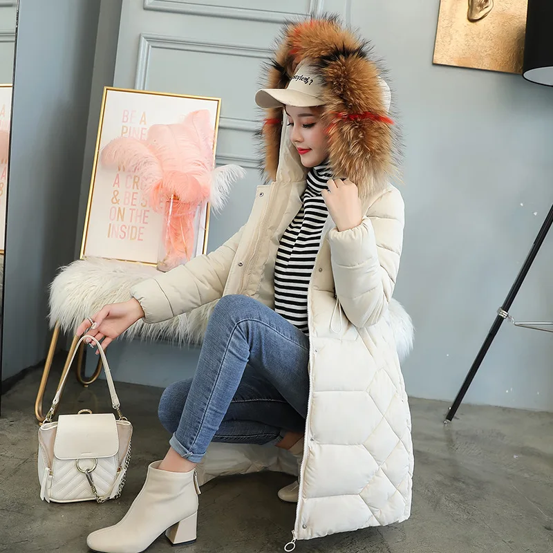 

Down Jacket Cotton-padded Clothes Women's Mid-length 2018 Winter New Style Korean-style Hooded Large Size Cotton-padded Clothes