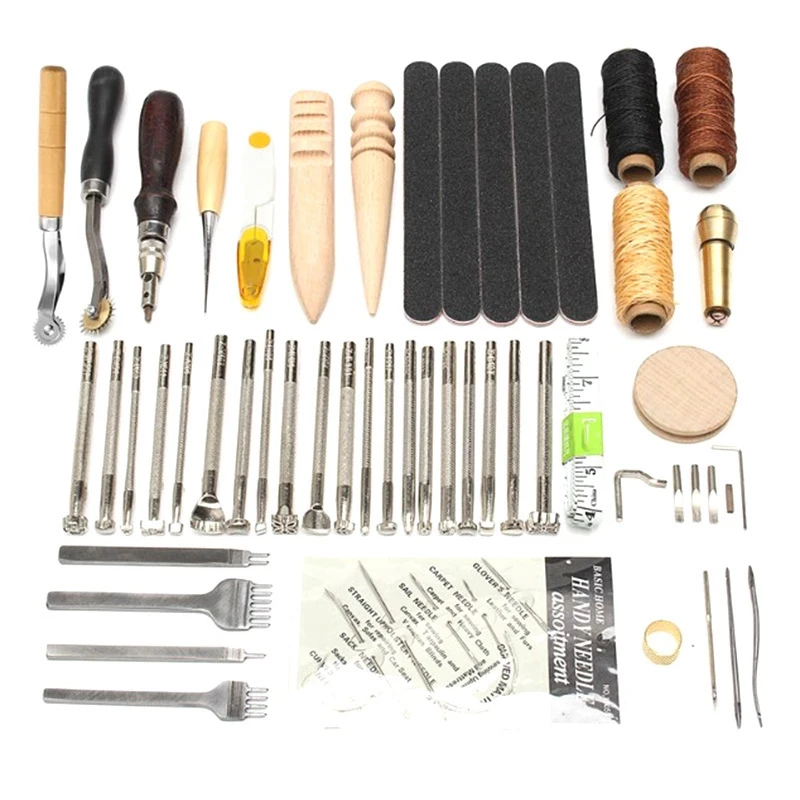 

Professional Leather Craft Tool Kit Hand Stitching Punch Engraving Work Saddle Groove Set Accessories DIY