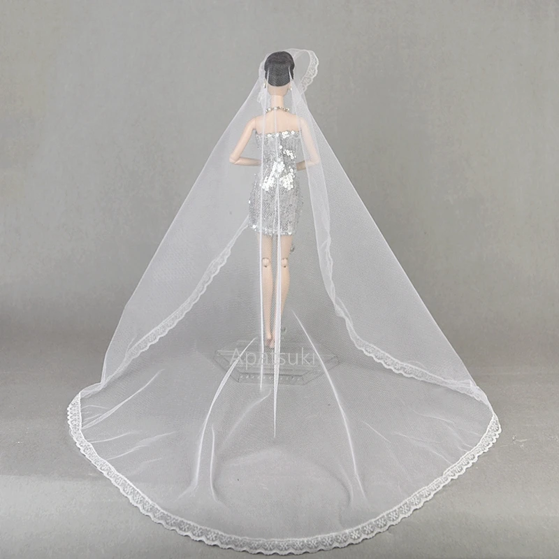 Handmade Long Veil Bridal Wedding Veils For Barbie Dolls Wedding Dress Veil For 1/6 BJD Dolls Accessories