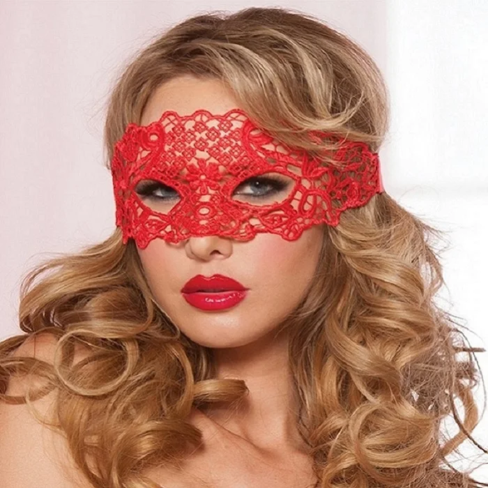 Популярный эротический костюм, сексуальное нижнее белье, соблазнительное сексуальное готическое нижнее белье, комплект с бюстгальтером, повязка с изображением цветов прозрачная Пижама - Цвет: Red Eye Mask