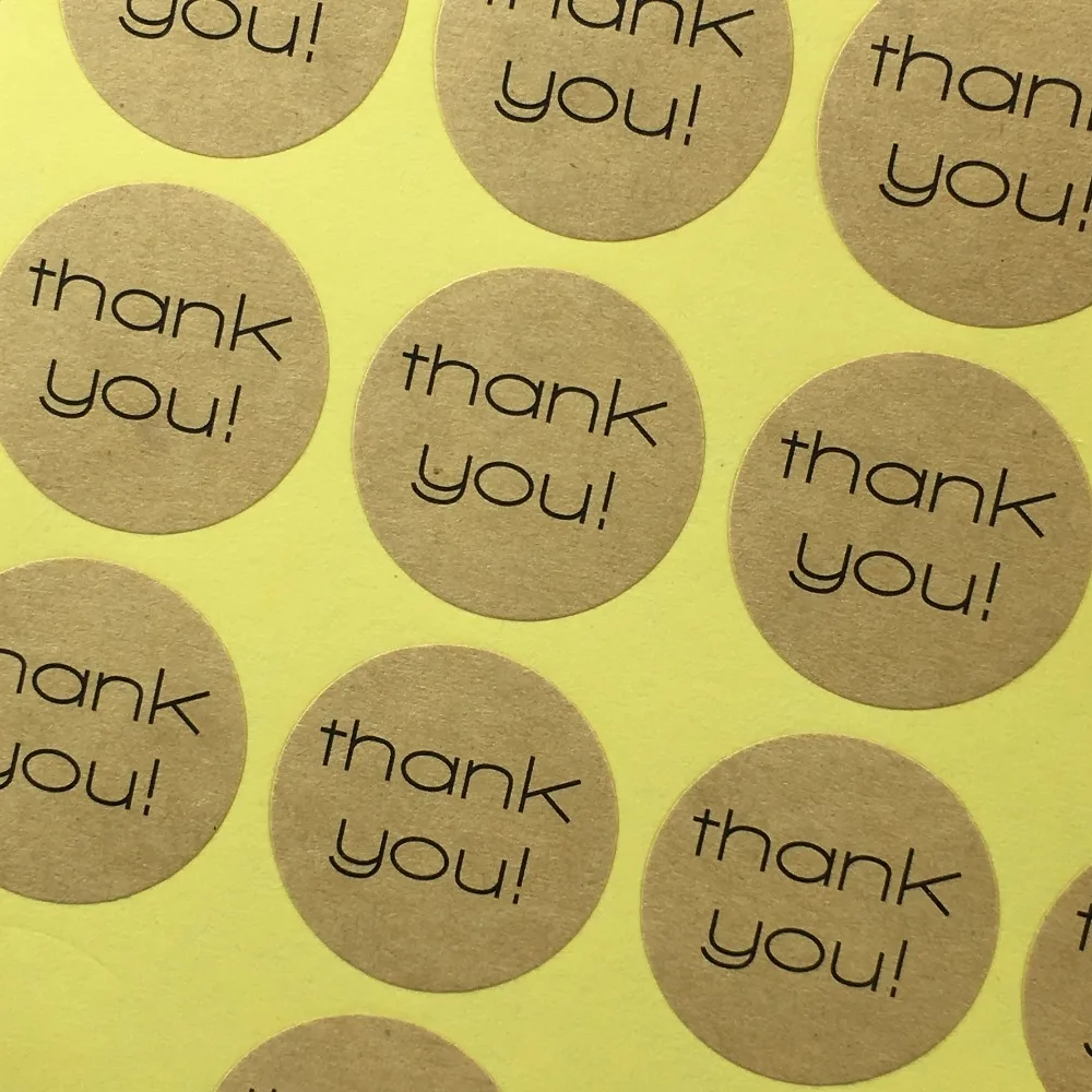 

500PCS Kraft Sticker Labels "Thank you"Packaging Labels Baking seal Stickers Paper Self-adhesive Labels for gift/boxes/cake/bag