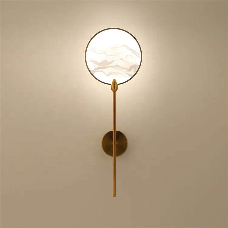 New Oriental Decoration Style Modern Acrylic Lamp Hotel Gold Wall Sconce Lamparas De Techo Colgante scandinavian