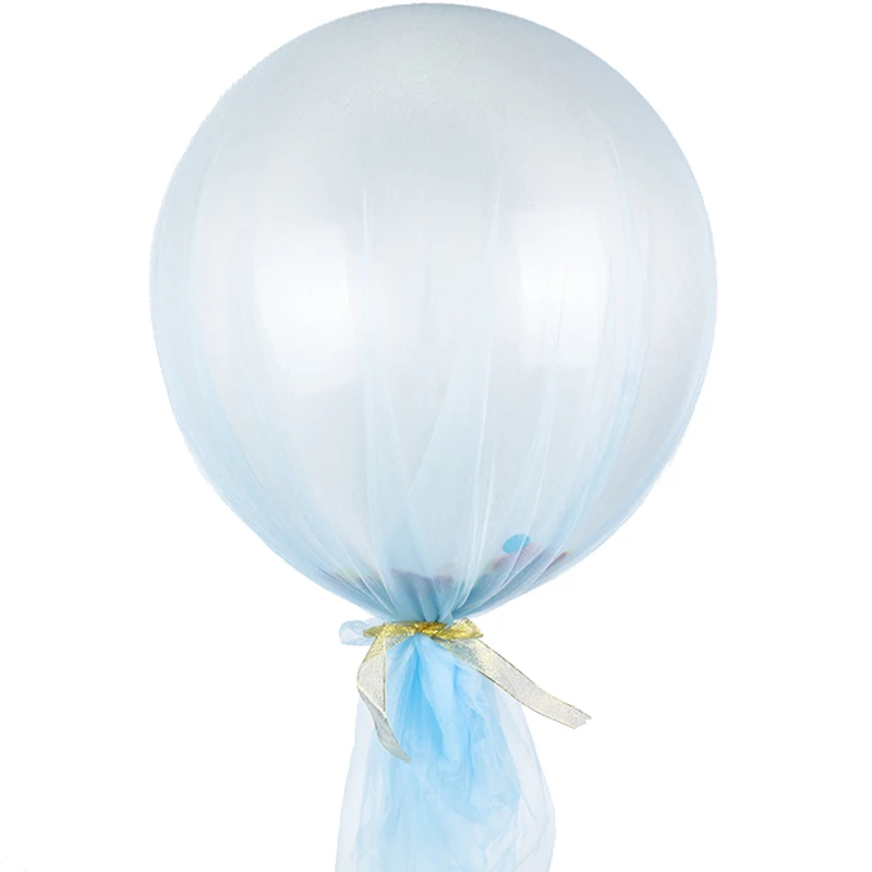 Wedding Balloon Yarn Tulle For 36inch Balloon Decoration Birthday Party Sheer Crystal Organza Fabric Baby Shower Wedding Decor - Color: Light Blue