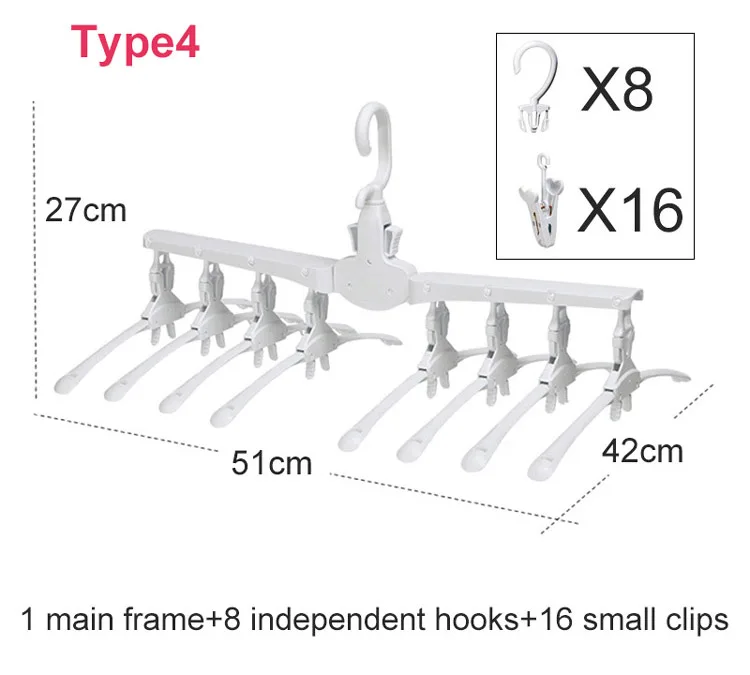 Rotate Anti-Skid Folding Hanger Plastic Drying Rack Magic Clothes Hangers Space Savers Organizer Multi Functional Adult White (26)