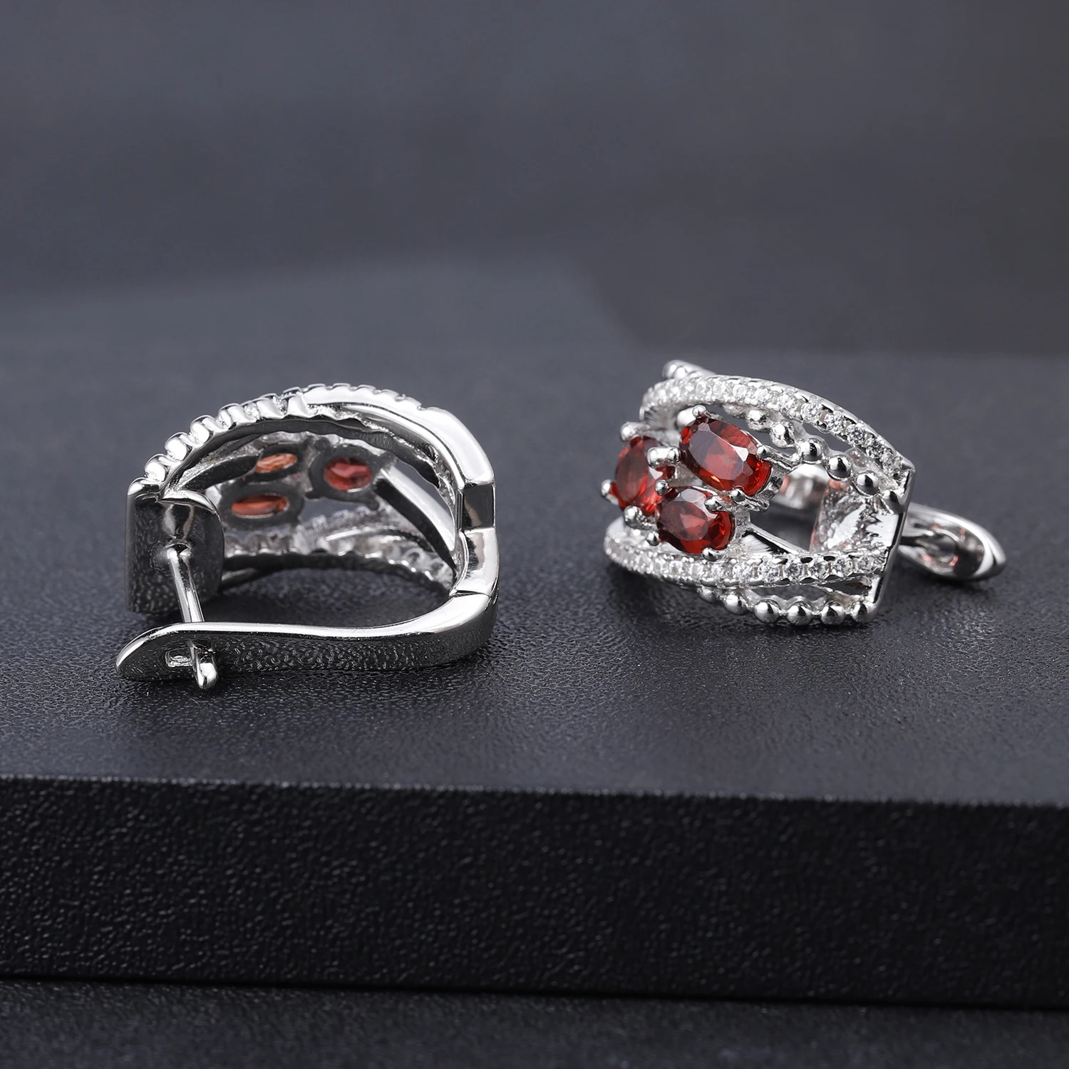 GEM'S балетные 925 пробы серебряные серьги с камнем рождения 1.78Ct натуральный красный гранат Модные клипсы для женщин хорошее ювелирное изделие