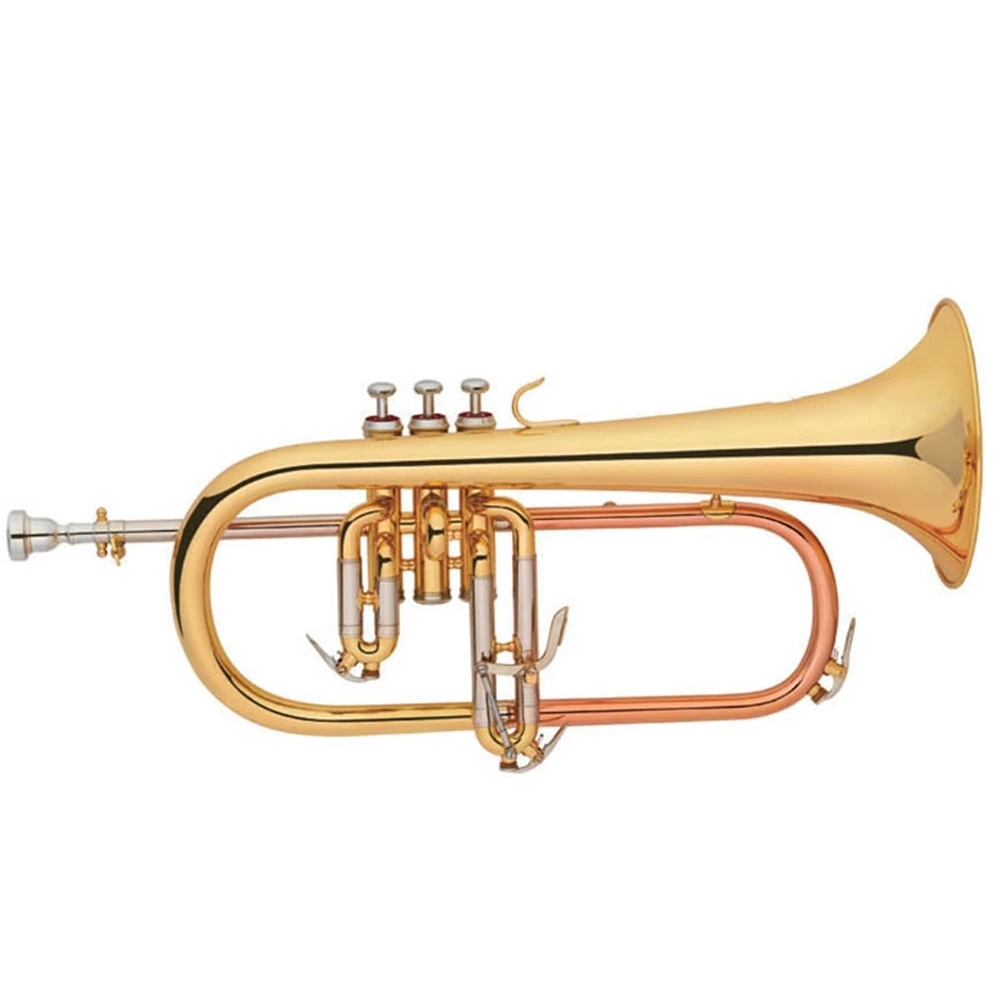 Gold lacquer Brass body gold brass lead pipe Tone Bb Flugelhorn
