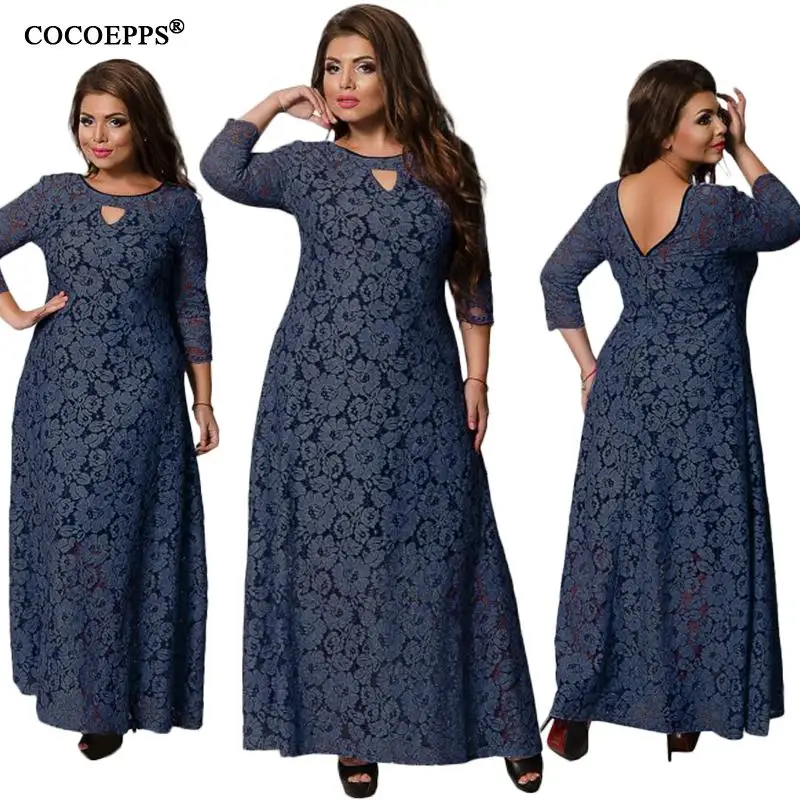 COCOEPPS 5XL 6XL новое женское длинное платье Весна Лето кружевное платье размера плюс вечерние платья большого размера макси Одежда большого размера