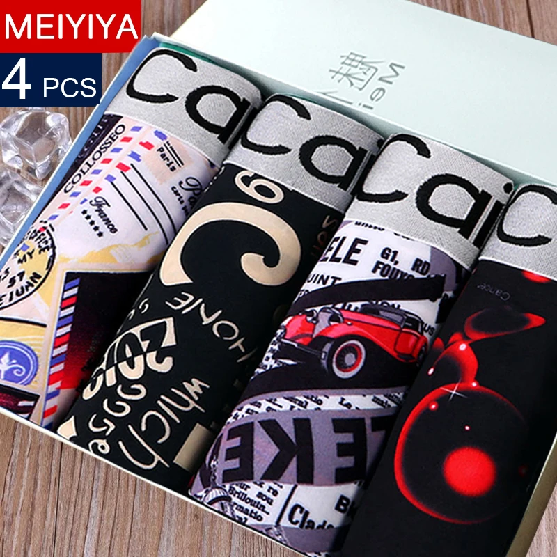 MEIYIYA 4 шт. мужское нижнее бельё мужские хлопковые трусы боксеры из чистого Шорты