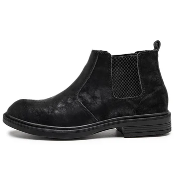

Martin, men's high-top, thick-soled, fall-leather boots, British black motorcycle work boots