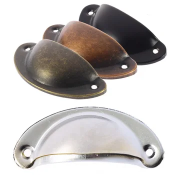 

Waka New Shell-shaped black Vintage Zinc Alloy Door Cabinet Drawer Box Bin Furniture Handles Cup Pull Knob Light weight