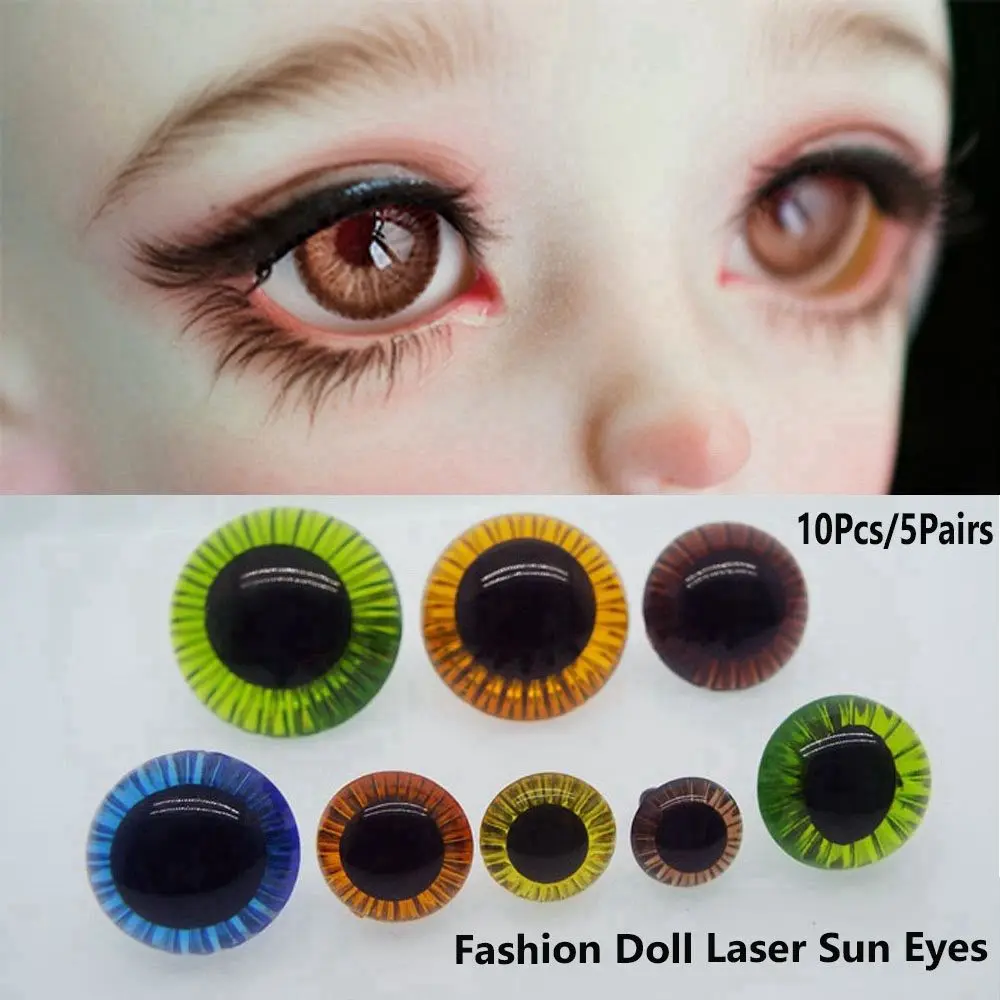Doll Eyes Clear 3D Glitter Plastic Safety Toy Eyes Long Stem 10pcs 11 13 15 17 18 23mm For BJD Doll DIY Doll Making Crafts
