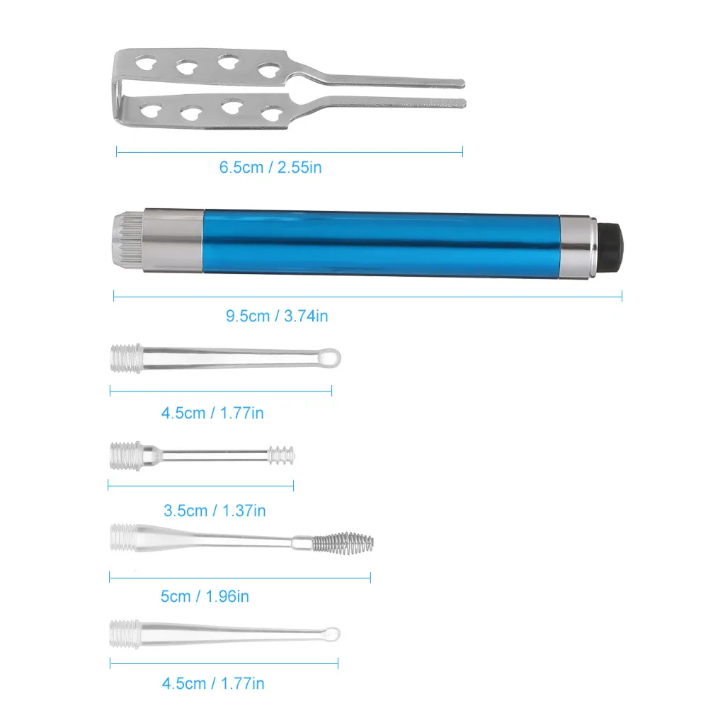 Инструмент для удаления воска в ушах, набор для чистки ушей, светодиодный очиститель для ушей, для взрослых и детей, чистка ушей Ушная кюрета, ложка, устройство