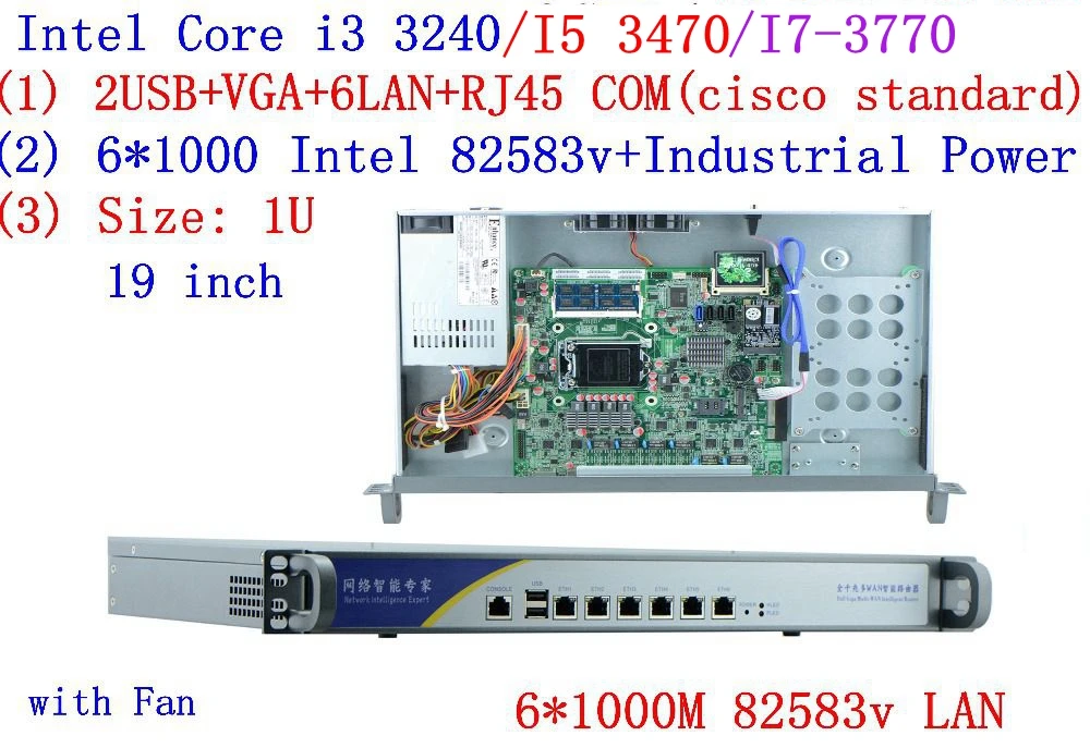InteL I5 3470 3 2G 1U брандмауэр сервер с 6 intel 1000M 825853v гигабитная LAN Поддержка ROS RouterOS Mikrotik