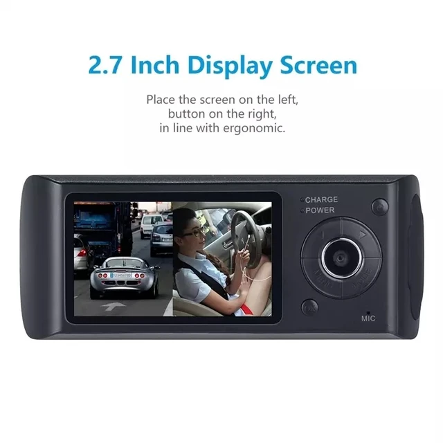 2.7 pulgadas doble lente coche DVR X3000 R300 dual con GPS G-sensor  videocámara 140 grados gran angular coche DVR cámara grabadora Dash Cam