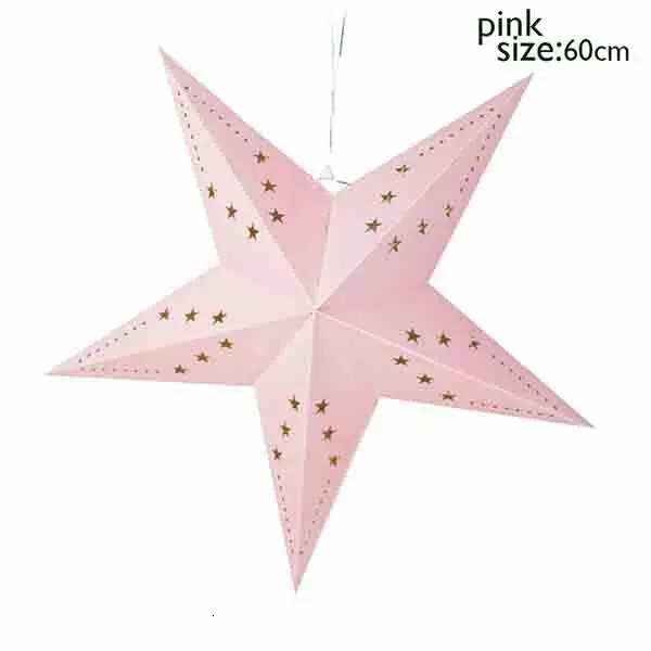 60cm pink Бумажный фонарь со звездами, 3D подвесной фонарь со звездами для свадебного декора, украшение для детского дня рождения, Рождественский Бумажный Фонарь - Цвет: 60cm pink