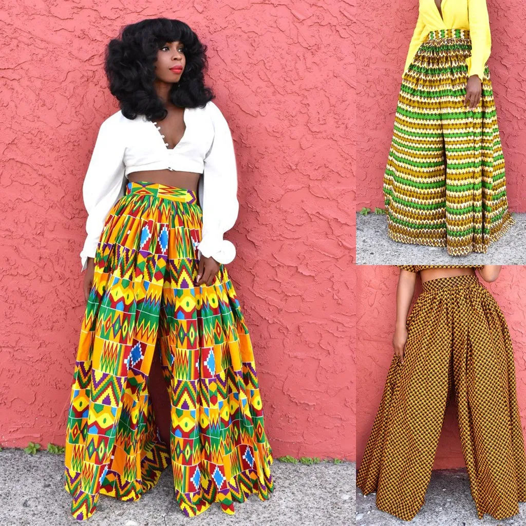 

Hawcoar New Fashion Women Vintage 3d Digital Print Retro Casual High Waist Wide Leg Pants Wholesale Free Ship брюки женские Z4