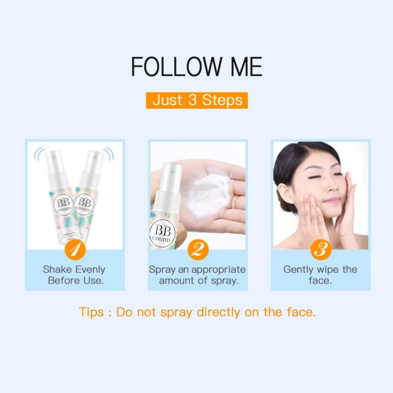 Spray BB Cream Concealer Brighten Whitening Moisturizing Base Face Foundation Makeup Beauty Skin Care MKXJ New