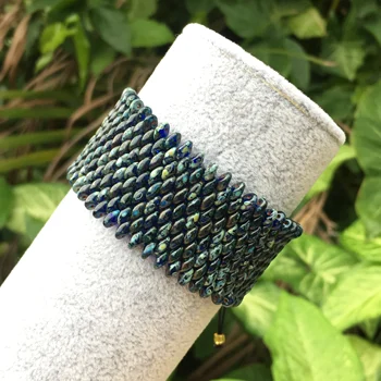 

Czech lazurite bracelets,Wide bracelet, Monochrome Beaded bracelet Beads,Woven bracelet,wholesale.