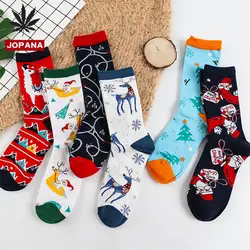 Модные рождественские носки с героями мультфильмов; сезон весна-осень; носки в японском стиле Харадзюку; хлопковые носки средней длины для