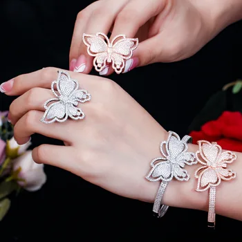 

Fashion Butterfly Bracelet and Ring Set Wedding Bride Jewelry Accessories