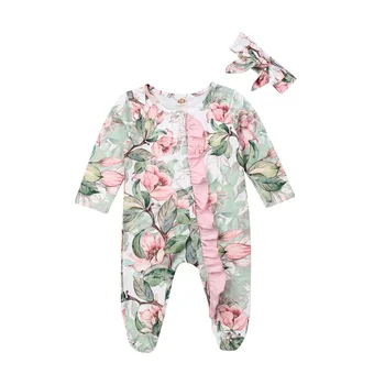 

Newborn Infant Baby Girl Floral Dot Clothes Romper Jumpsuit Autumn Outfit Set