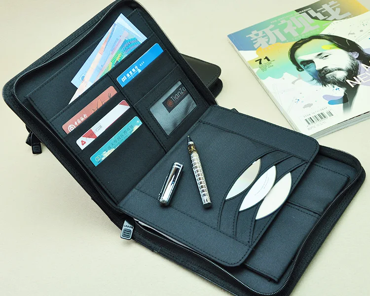 

business a5 leather document bag brief case portfolio canvas A5 file folder with zipper refill journal planner notebook gift 783