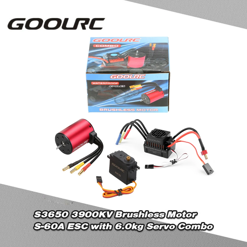

GoolRC S3650 3900KV Brushless Motor S-60A ESC with 6.0kg Metal Gear Servo Upgrade Brushless Combo Set for 1/10 RC Car Truck