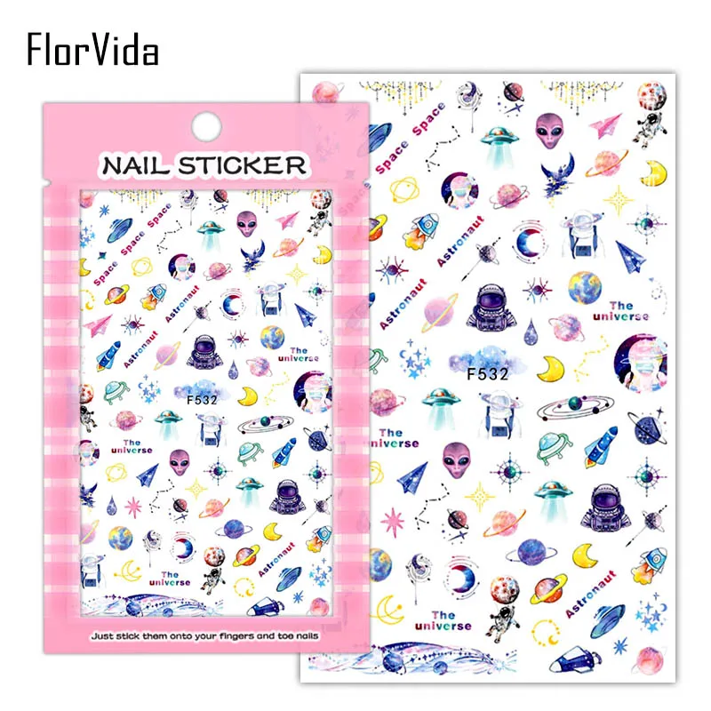 FlorVida F214-220 3D слайдер для ногтей золотые черные наклейки Переводные картинки с бабочками клейкий дизайн для маникюра Советы украшения для ногтей