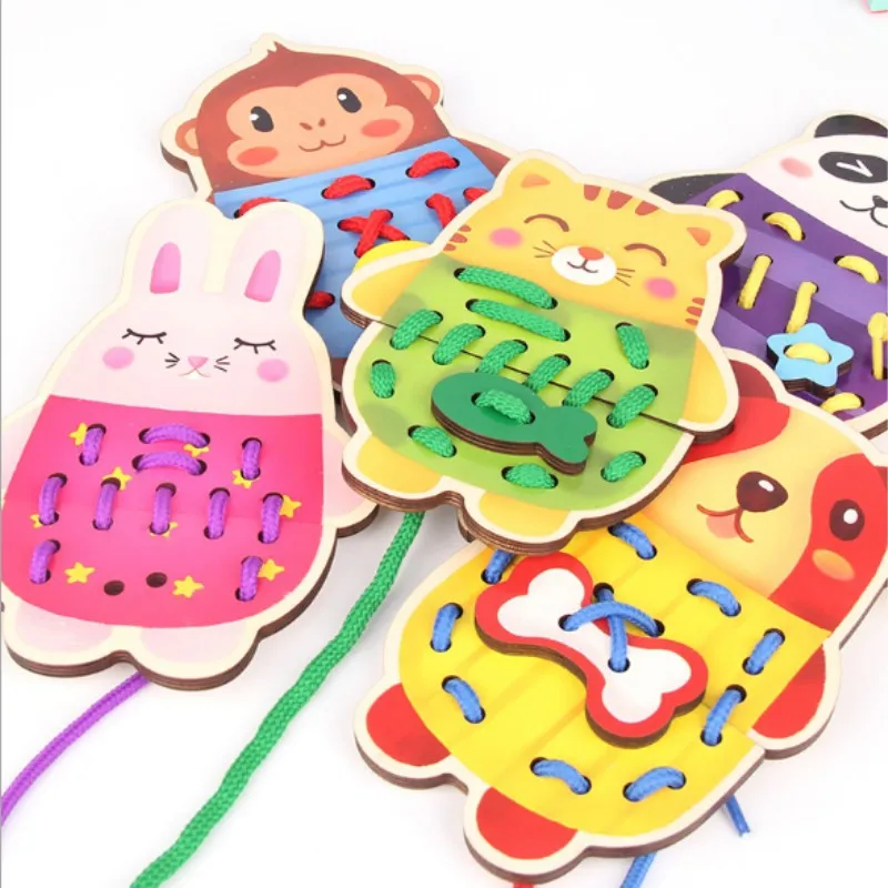 

String Lanyard Toy Kindergarten Hand Board Educational Motion Fine Threading Children Wear Lanyard Set Finger Non-3-6 Weeks