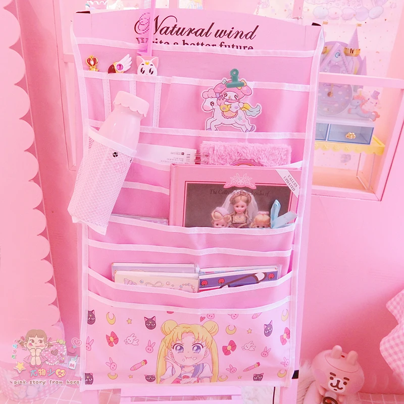 Мультфильм Сейлор Мун hello kitty My Melody Cinnamoroll pompomprin Косметические Сумки настенная подвесная сумка для книг сумки для хранения косметики для девочек - Цвет: Красный