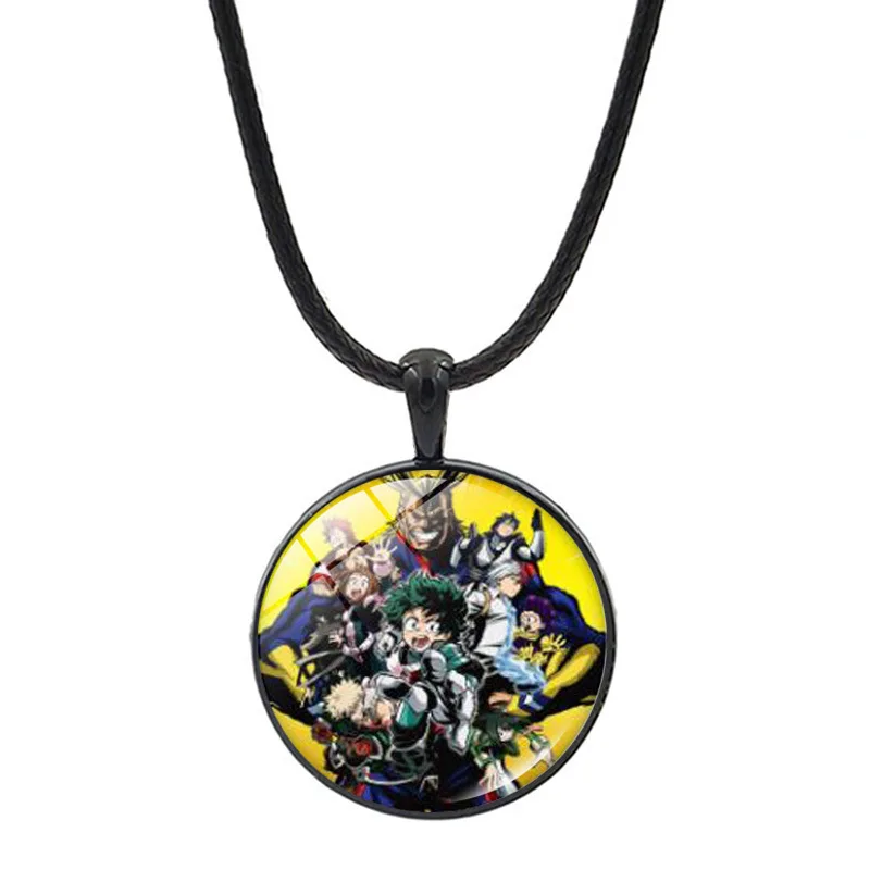 

Anime My Hero Academia Cosplay Midoriya Izuku Necklaces Men Women Time Gem Cabochon Leather Strap Pendant Chokers necklace