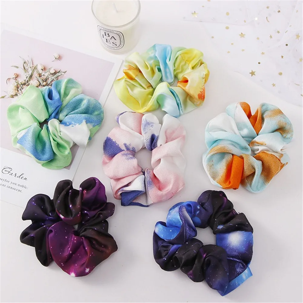 

1PC New Women Girls Sweet Starry Sky Print Elastic Hair Bands Ponytail Holder Gum For Hair Scrunchies Hair Accessories