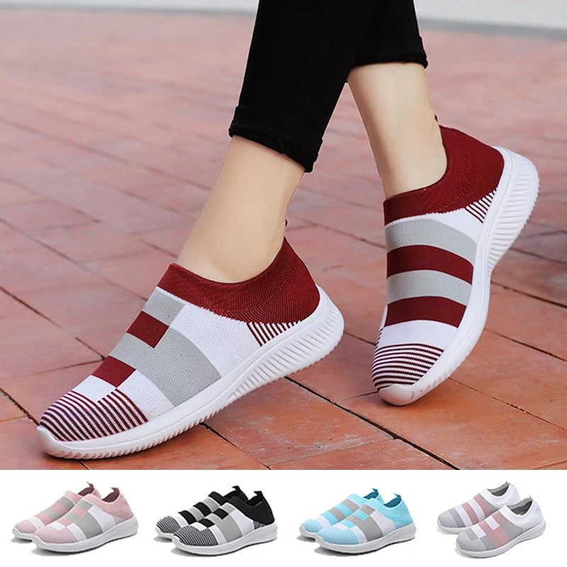 Woman Tennis Shoes Ladies Super Light Red Sports Shoes Breathable