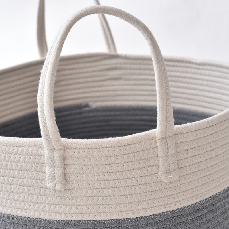 Large Cotton Rope Basket Laundry Blanket Storage Basket with Handles Baby Nursery Bin for Home DéCor and Organizing