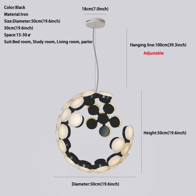 

Design Modern Nordic Aluminum Acrylic Moon Chandelier Light Fixtures LED Lights Lighting Kit for Living Room Home Decor Lamp