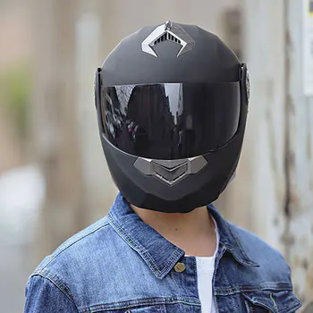 

Shield Head Guard ABS Protective Safety Double Mirror Motorcycle Helmet Bluetooth Audio Flip Up Comfortable Windproof Adjustable